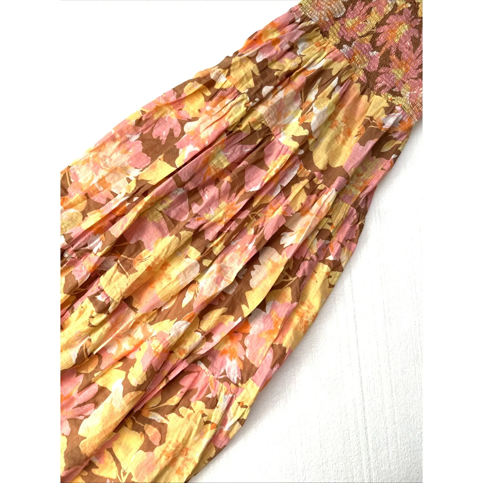 Billabong Sunrise Printed Maxi‎ Dress Floral Beachy Cottagecore Smocked Medium - Image 4