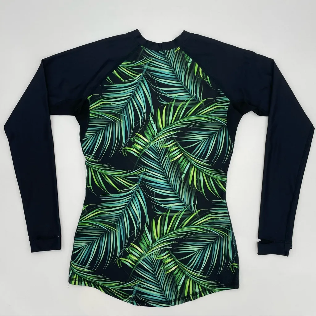 BlackStrap Workout Set Legging Top Long Sleeve Women‎ Black Tropical Palm Small - Image 4