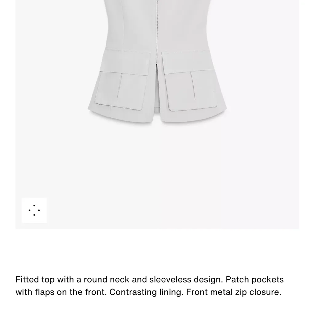 Zara NWT light gray zipper front pocket front vest - Image 2