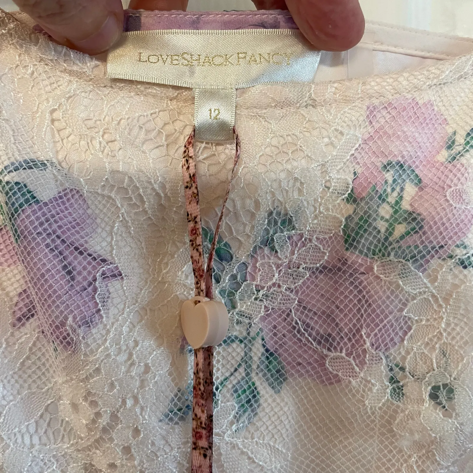 NWT LoveShackFancy Divina Floral Print Mini Dress size 12 in Mauve Rose - Image 3