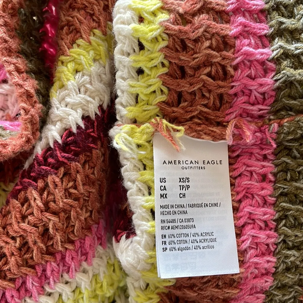 NWOT American Eagle Outfitters Multicolored Rainbows Striped Knit Sweater - Image 8