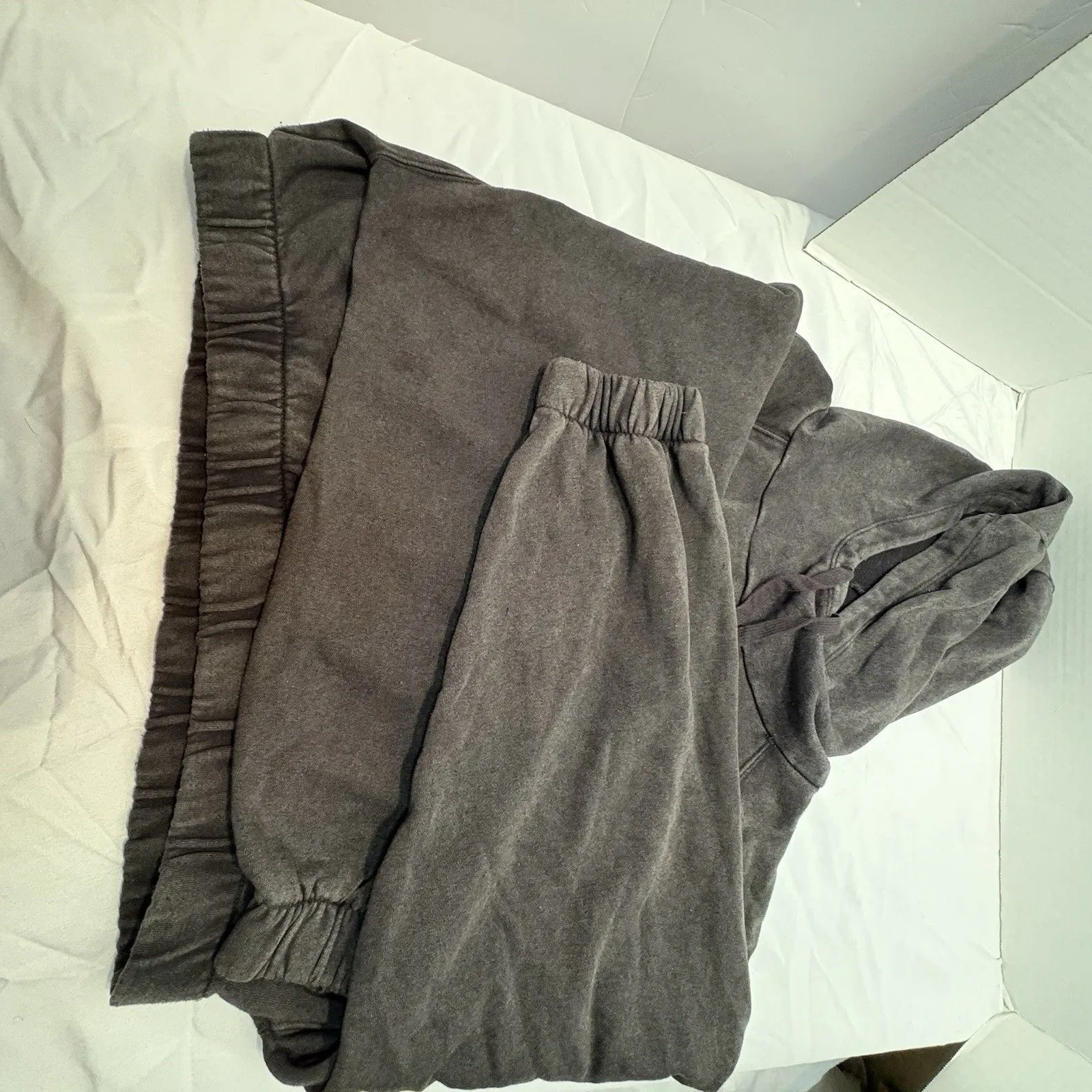 Aeropostale Women's Gray Drawstring Pullover Hooded Hoodie Crop Sweatshirt XL - Image 5