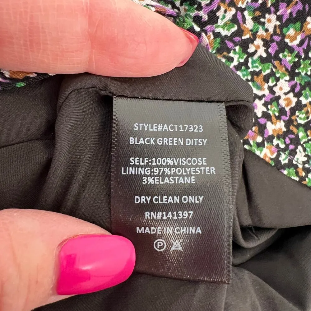 ASTR The Label Livie Floral Ruched Smocked Sleeve Top Sweetheart Neck SZ XS NWT Black - Image 9