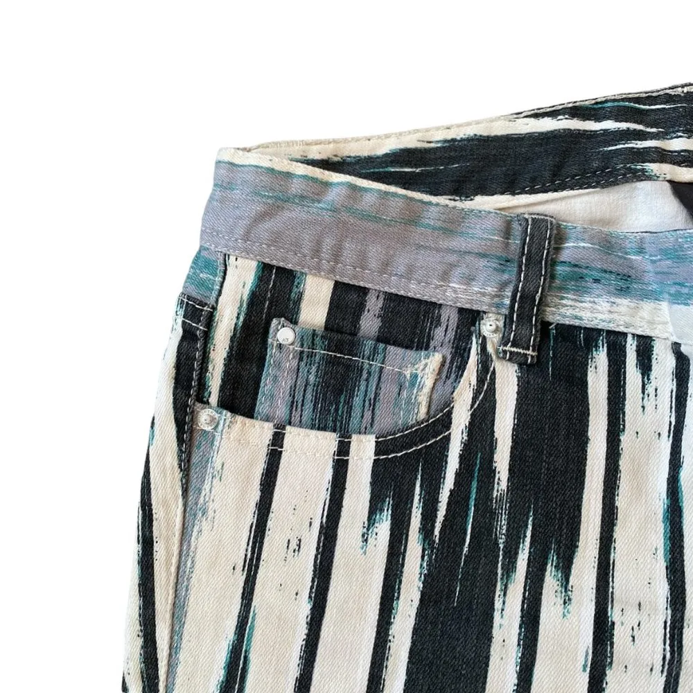 Armani Exchange womens size 4 brushed stripe black gray teal white skinny jeans - Image 7