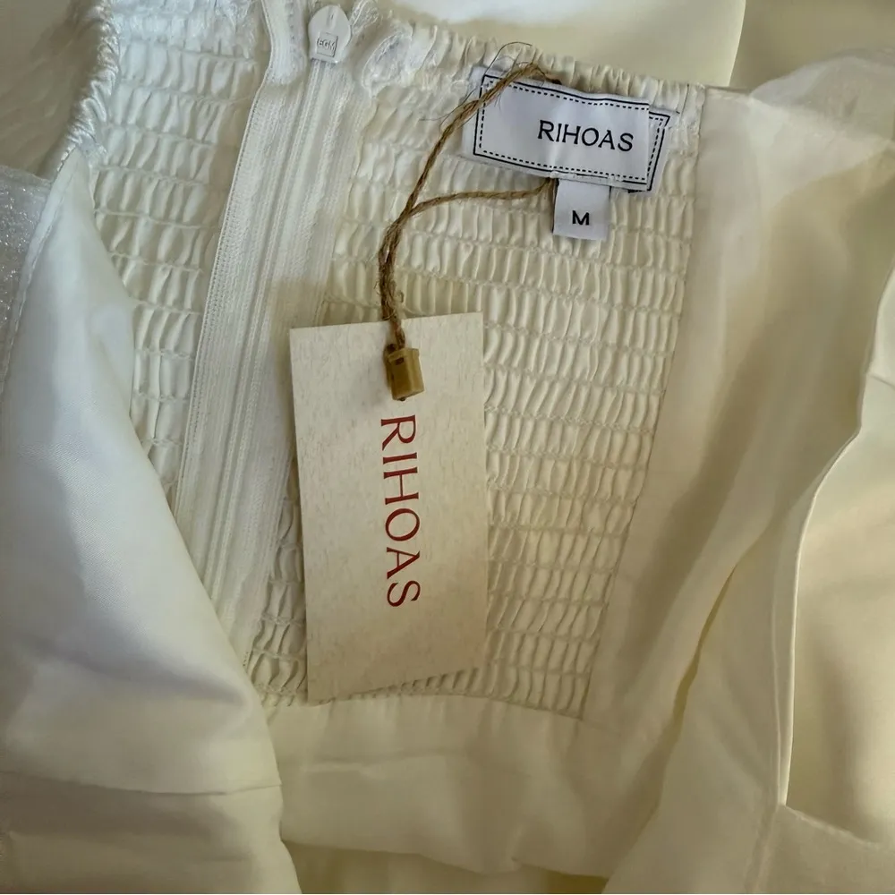 Rihoas Solid Tie Strap Midi Dress Size Medium NWT White - Image 8