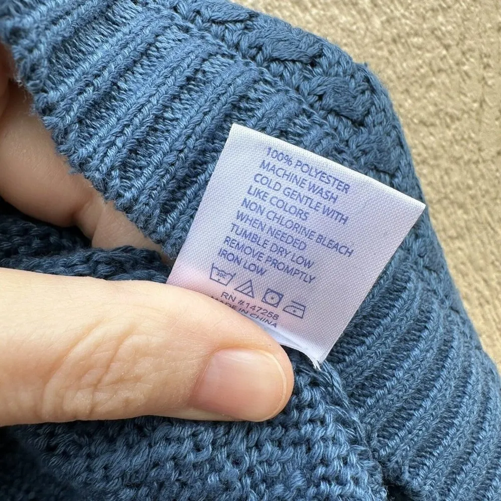 New Simply Southern Snap Tunic Knit Sweater Marine Blue Long Sleeve Size Large - Image 7