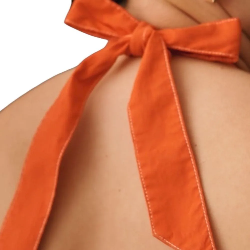 Anthropologie Maeve Red Halter V-Neck Scallop Mini Dress 2 - Image 4