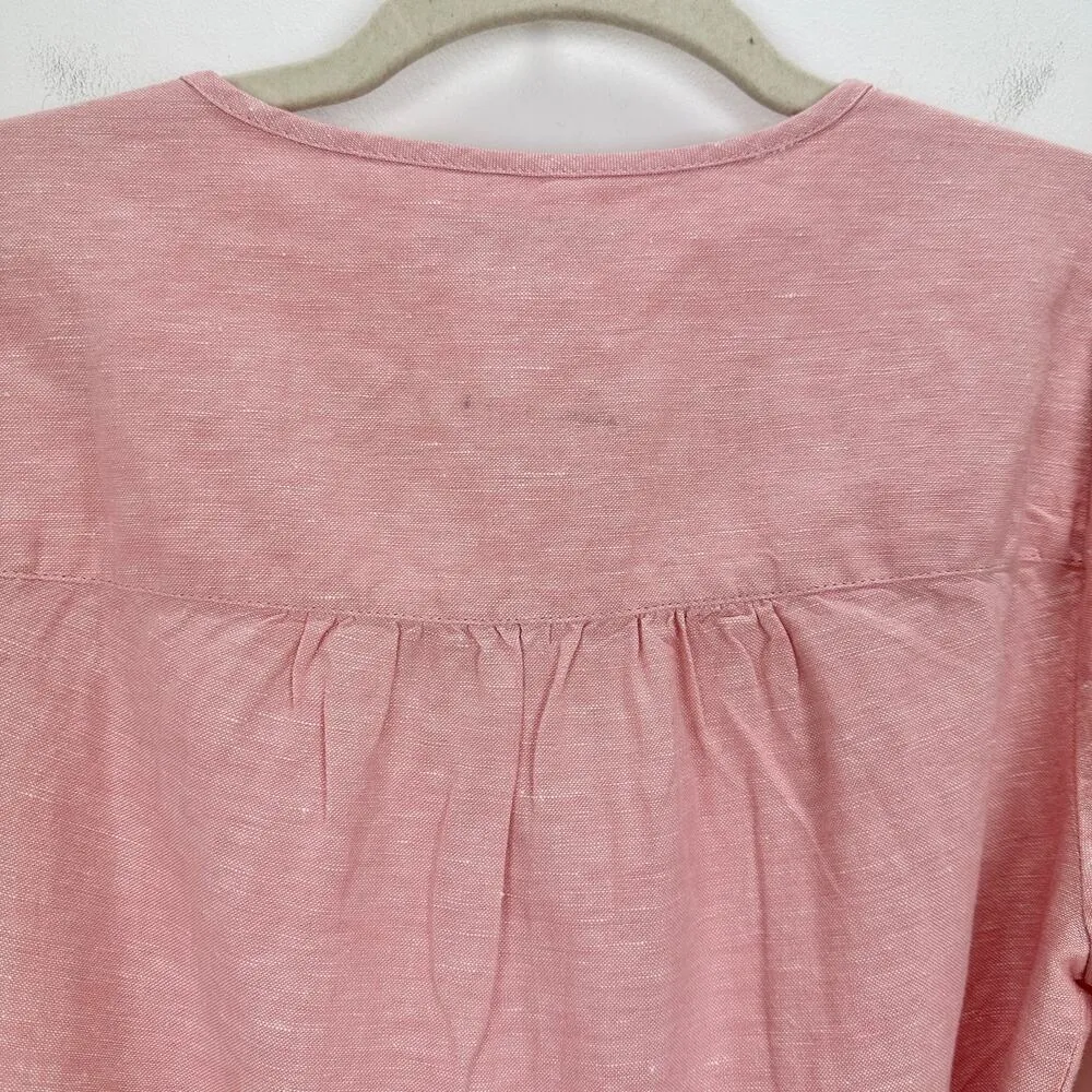 NEW Madewell Linen Blend Puff Sleeve Tassel Tie Jumpsuit Relaxed Fit Pink XXS - Image 16