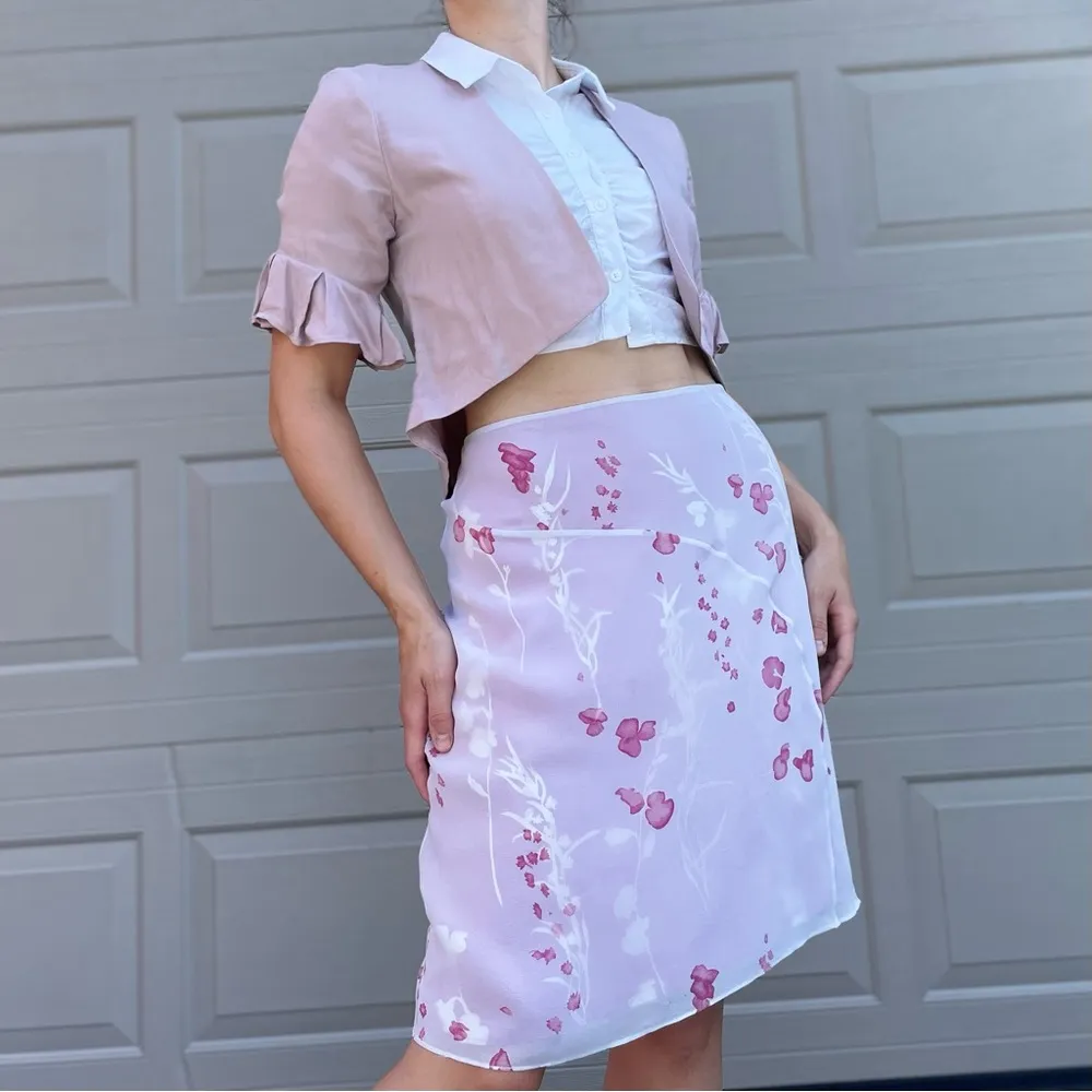 Express Pink Ruffle Short Sleeve Cropped Bolero Coquette Shrug Jacket Small - Image 2