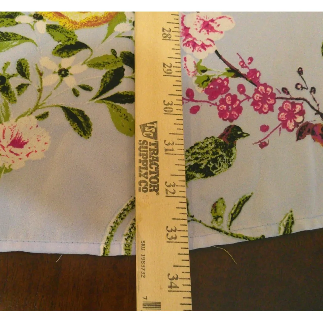 Fig‎ & Flower Womens Large Blue Asian Style Floral Birds Popover Tunic Blouse - Image 10