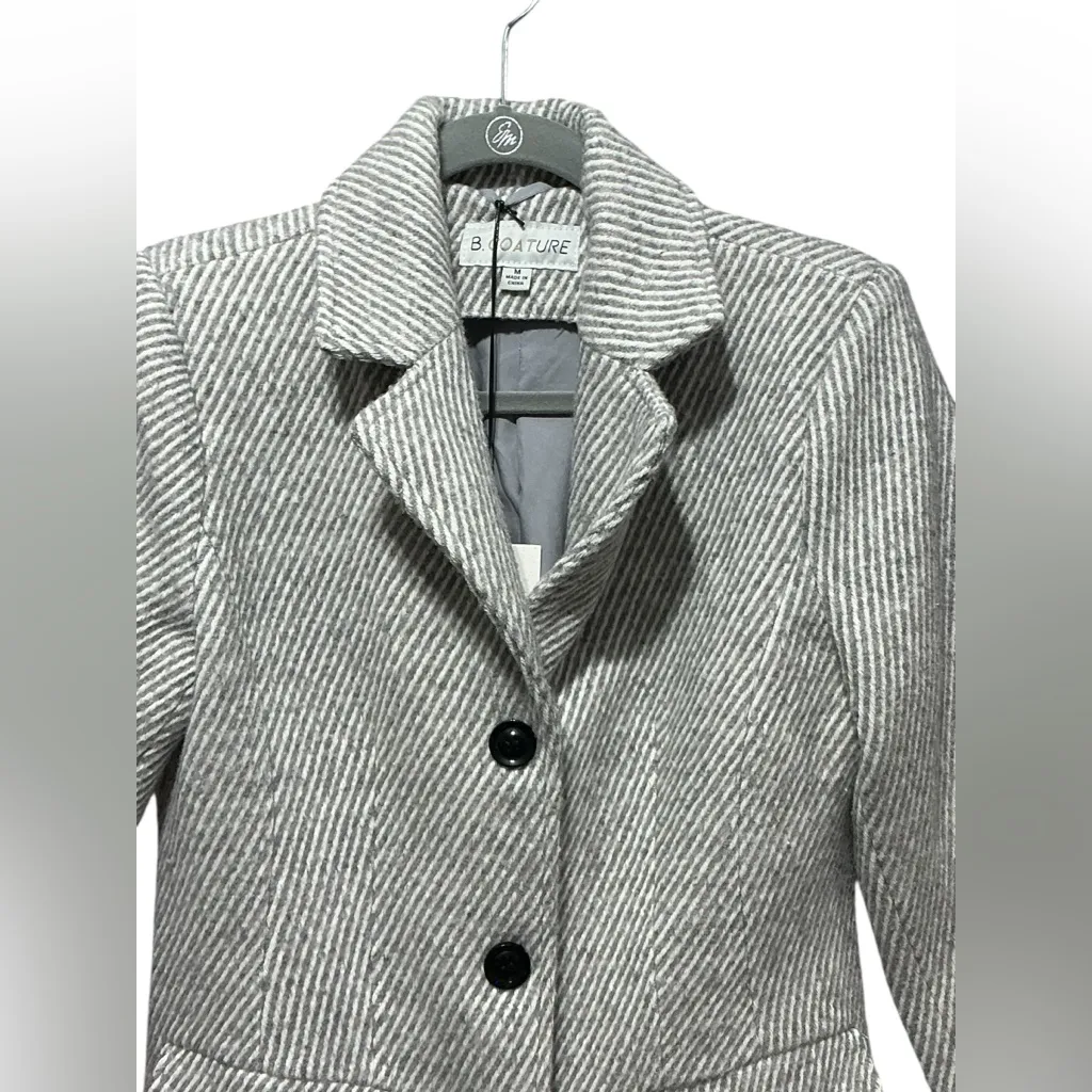 B. COATURE Long Coat M 19” P2P Gray/White NWT Gray Size M - Image 4