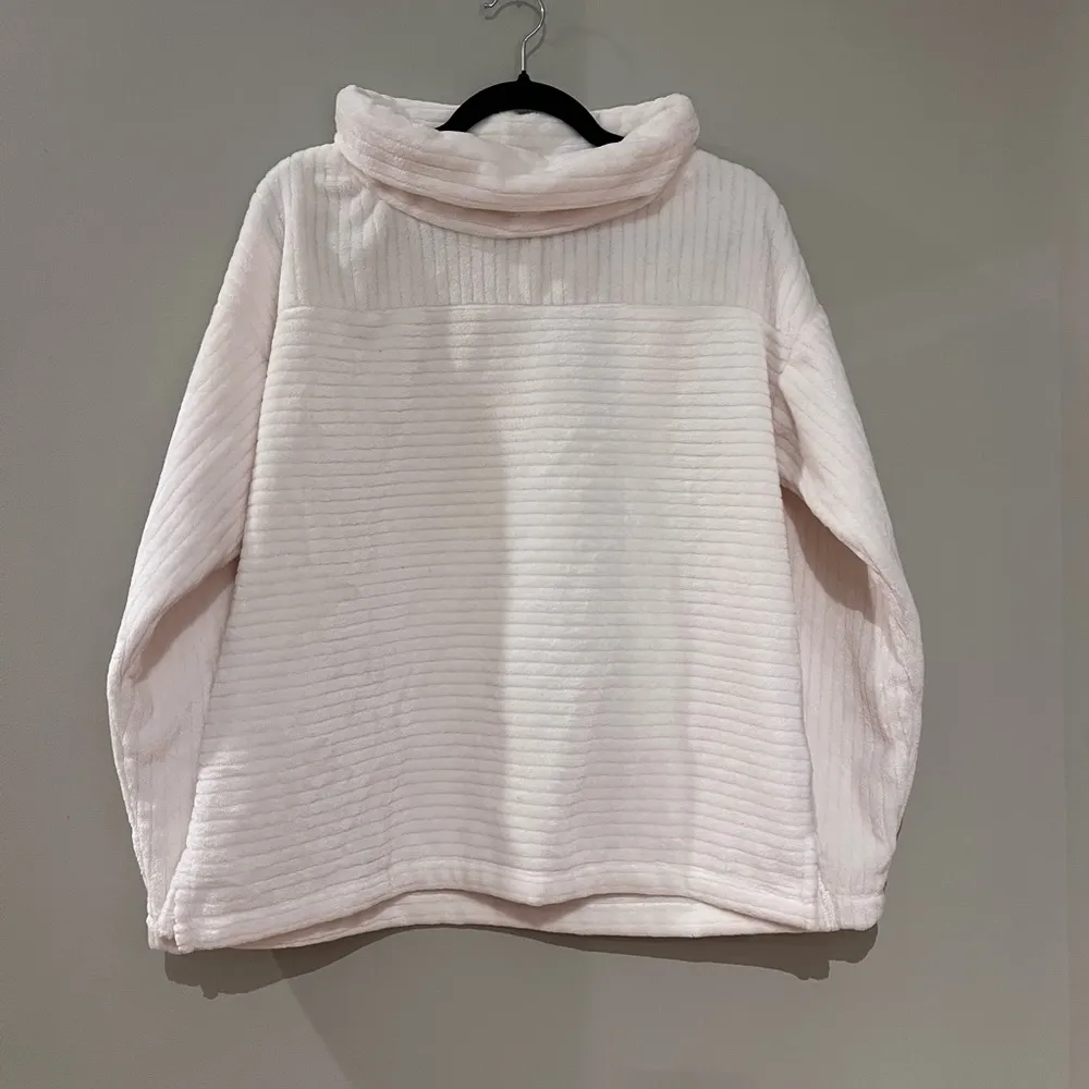 LOFT Striped Velour Mock Neck Sweater in Cream - Image 4