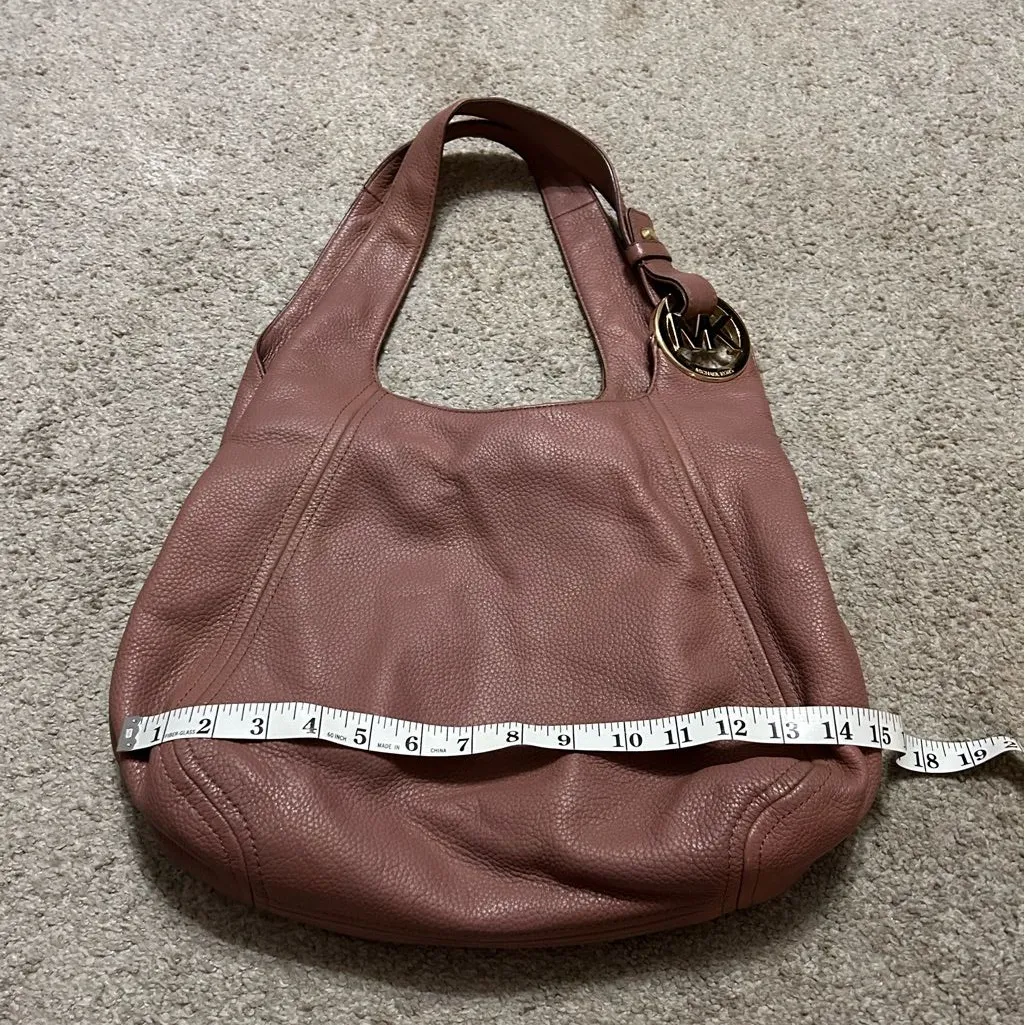 Michael Kors Brown mauve Hobo Bag with Pebbled Leather‎ and MK Charm - Image 10