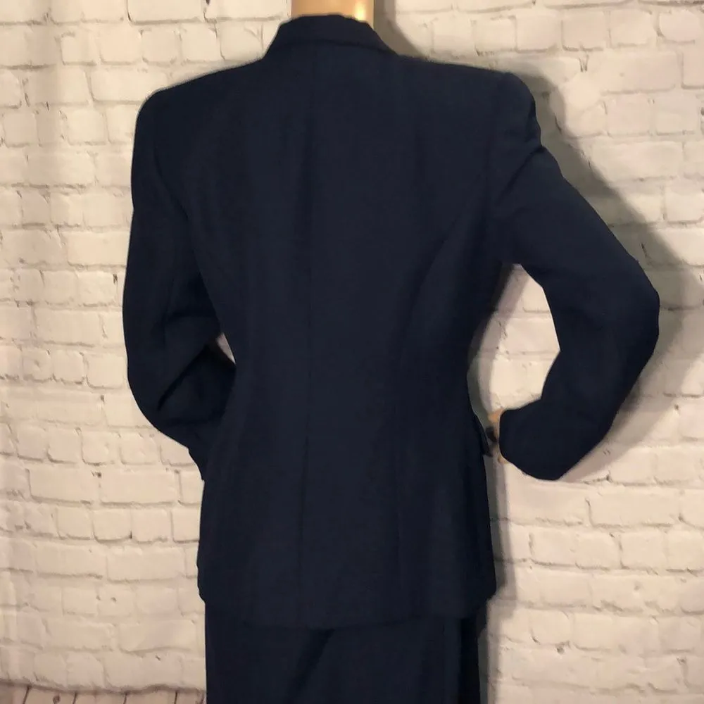 Morgan Taylor Petites Navy Blue Skirt Suit Y2K 8P - Image 6