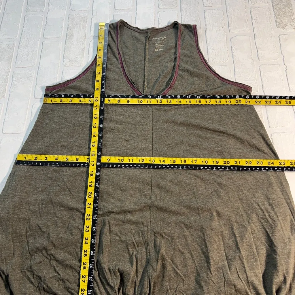 Natural Life jumpsuit Womens One Size Gray Green Wide Leg V-neck Pockets Comfy‎ - Image 10
