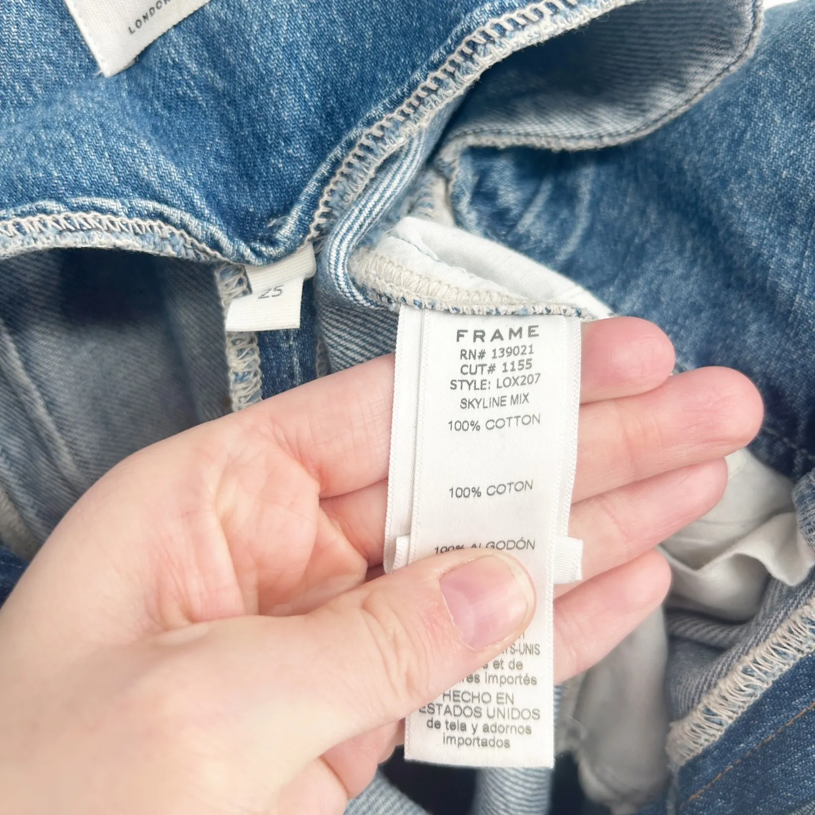 FRAME‎ Womens Skyline Mix Denim Le Overalls Suspender Raw Hem Jeans Size 25 - Image 10