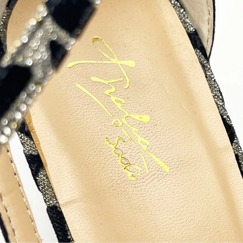 THALIA SODI Animal Print Two Toned Strappy Open Toe Glitter Heels, Size 9 - Image 8