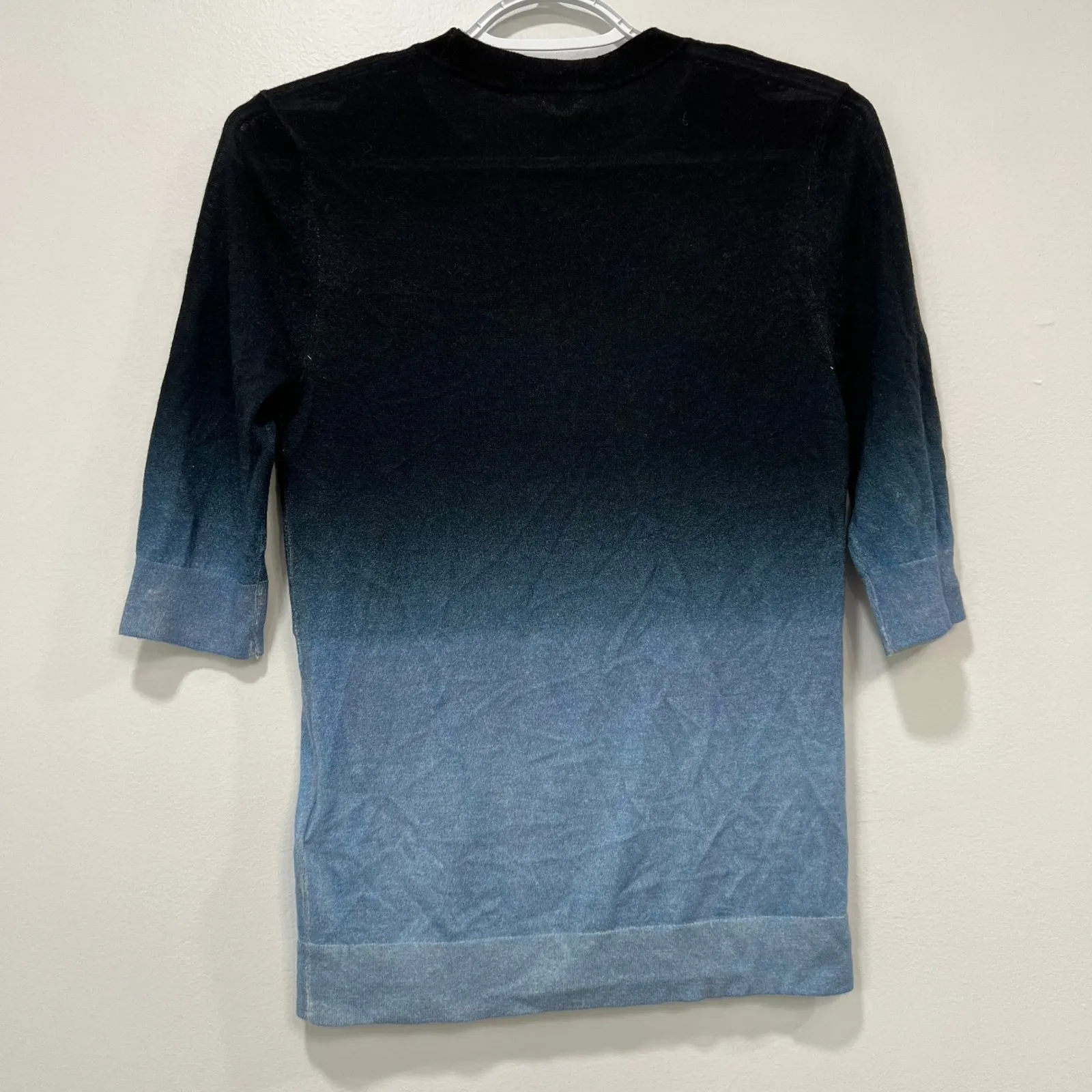 Boss Hugo Boss Womens‎ Sweater XS Blue Knit Ombre Half Sleeve Crewneck $258 Wool - Image 5