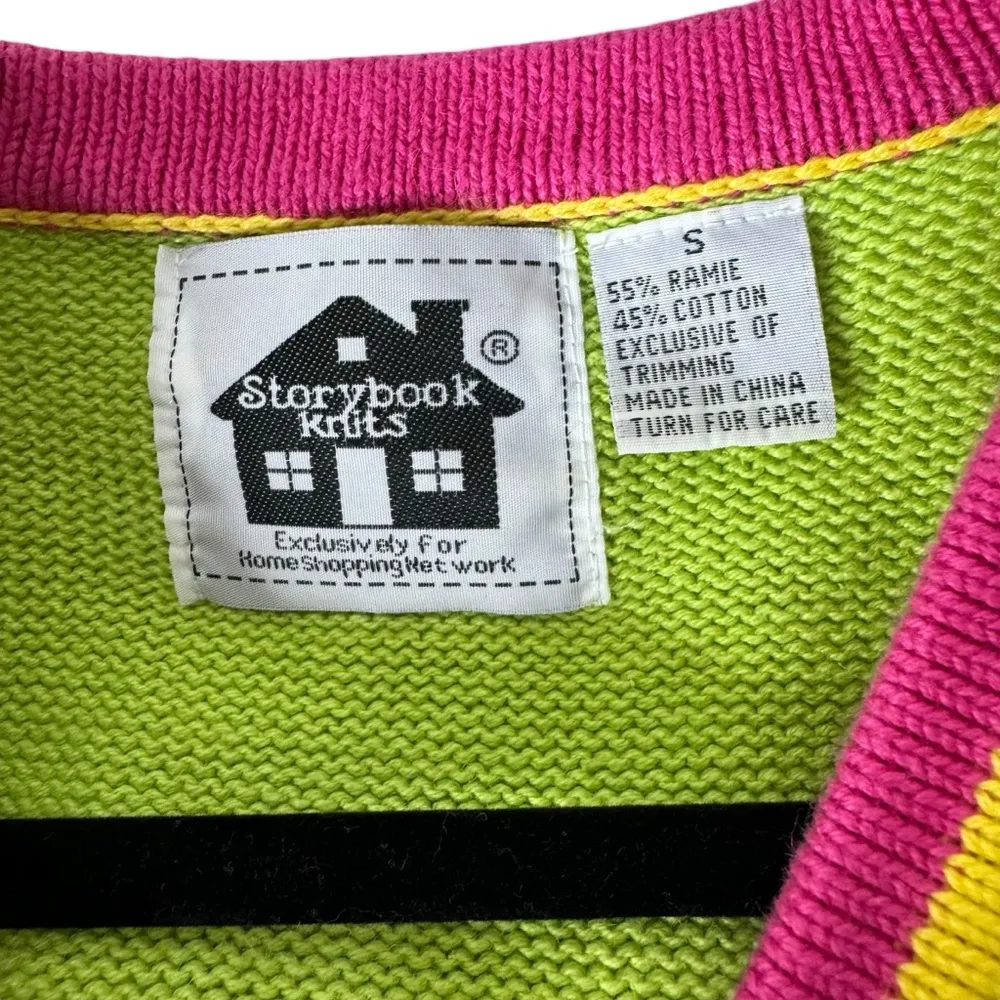 Storybook Knits Beach Fashion Button Cardigan Small Green - Image 6