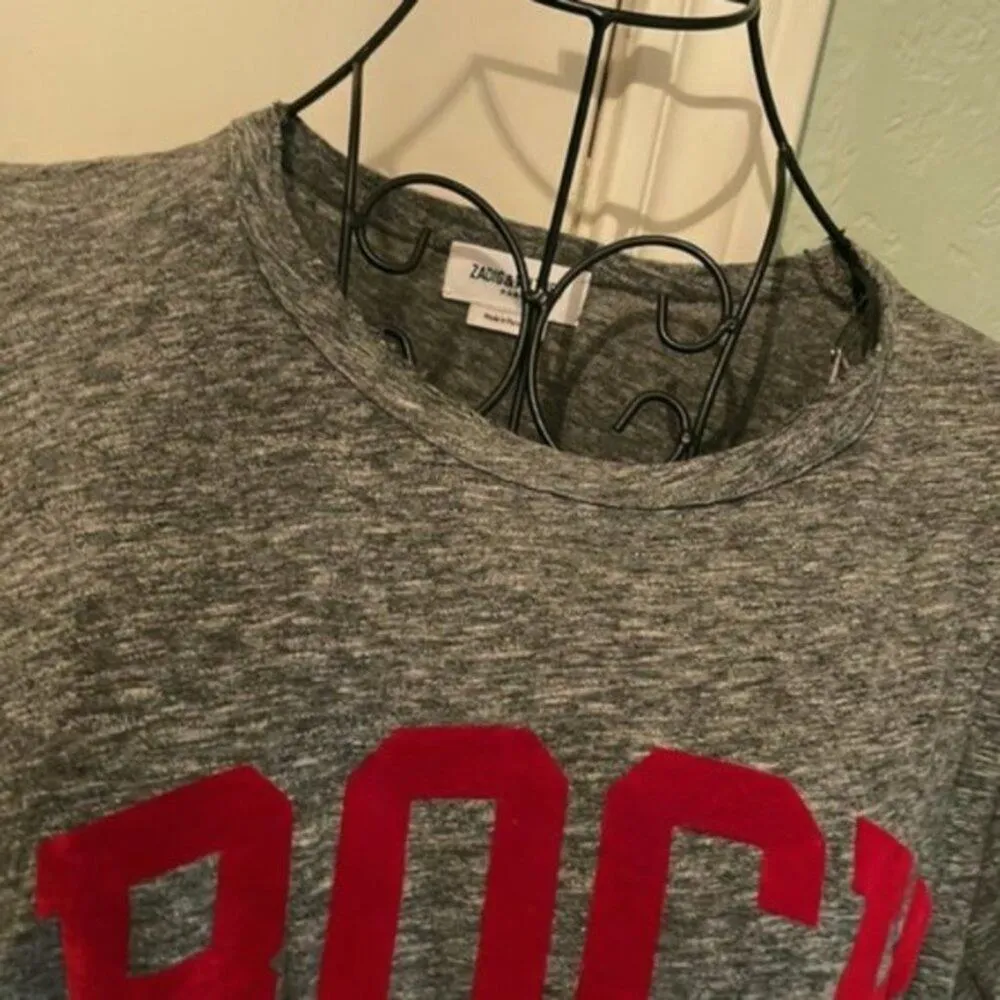 Zadig & Voltaire Flocked Rock Detail Tee Gray M - Image 12