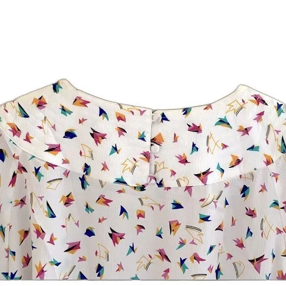 VTG Neiman Marcus Long Sleeve Midi White Belted Lightweight Silksensible Dress 4 - Image 11