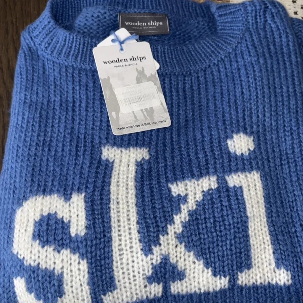NWT WOODEN SHIPS ski ⛷️ crew aviator blue Sweater not included in promotions - Image 10