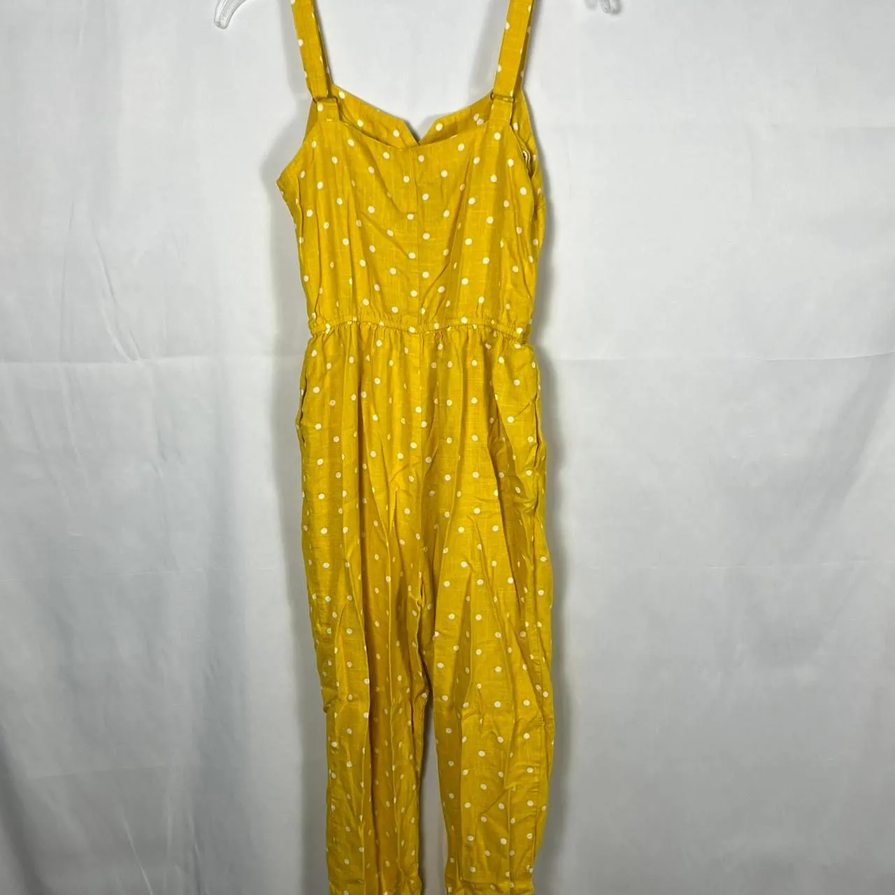 ModCloth Yellow Polka Dot Jumpsuit - Linen Blend (Size M) - Image 2