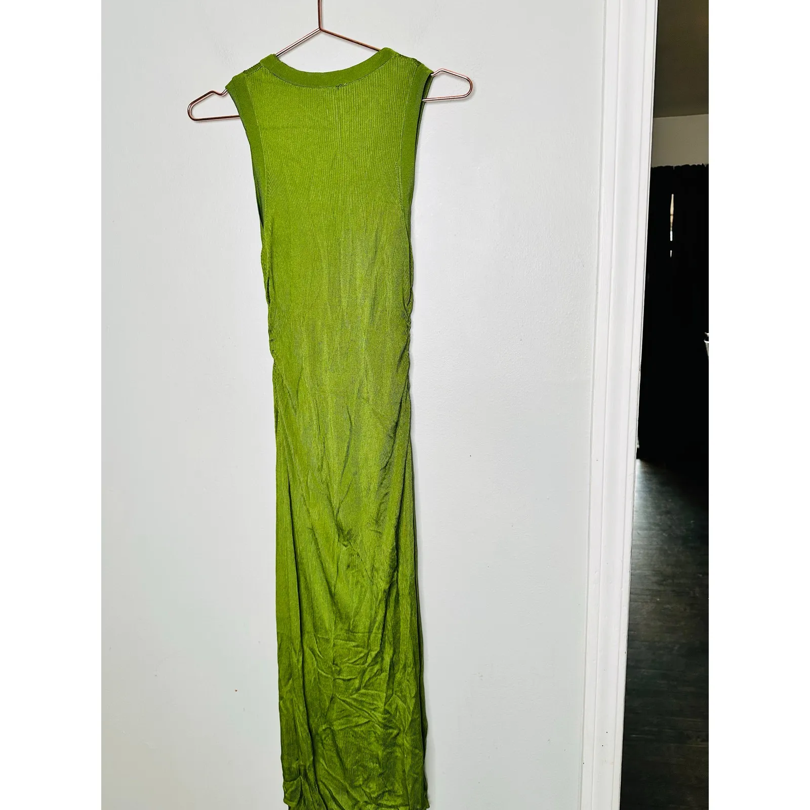ATLEIN Green Crewneck Sleeveless Knit Midi Layered Bodycon Sheath Dress Size XS - Image 10