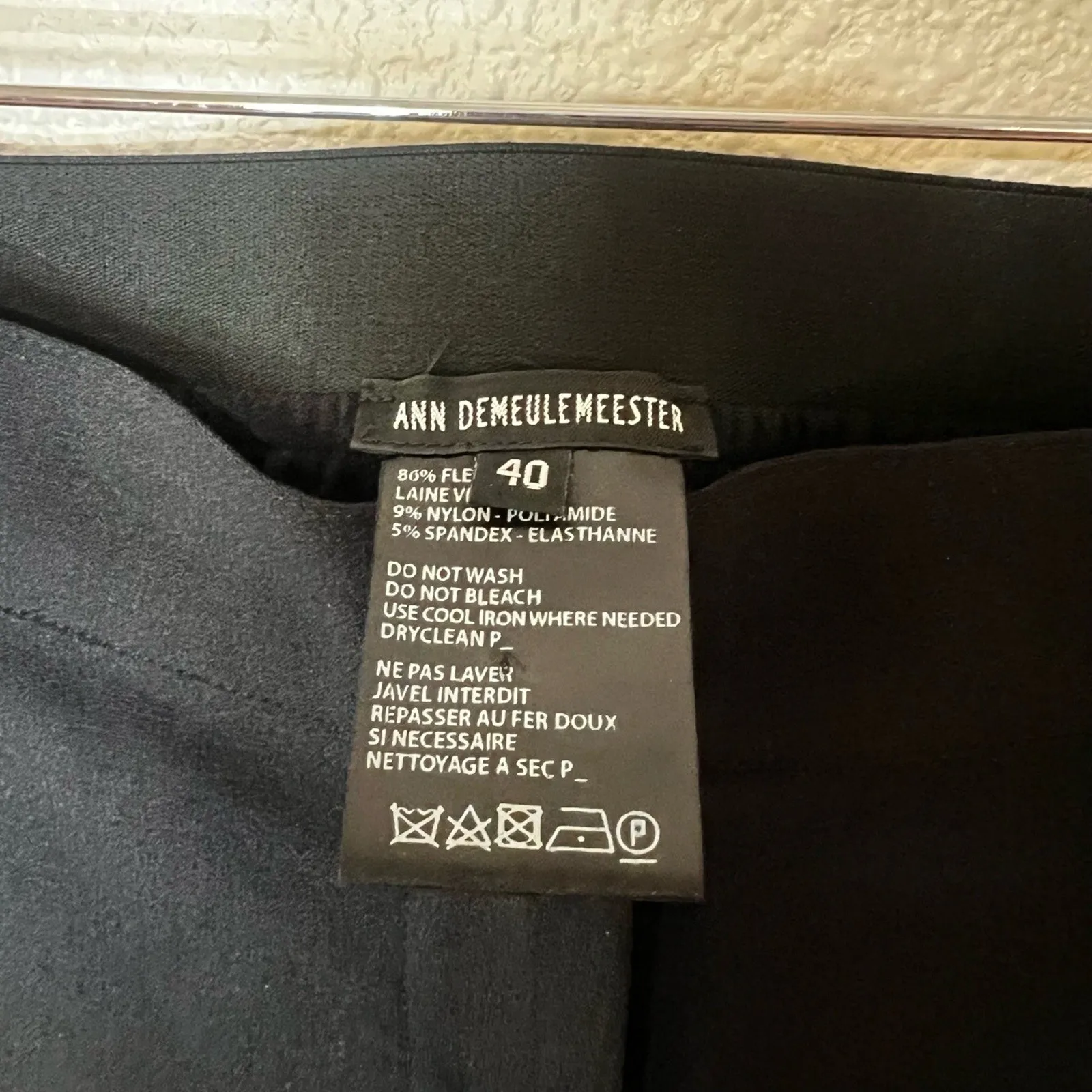 Ann Demeulemeester Womens 40 SMALL Black Skinny Dress Pants 36” inseam - Image 5