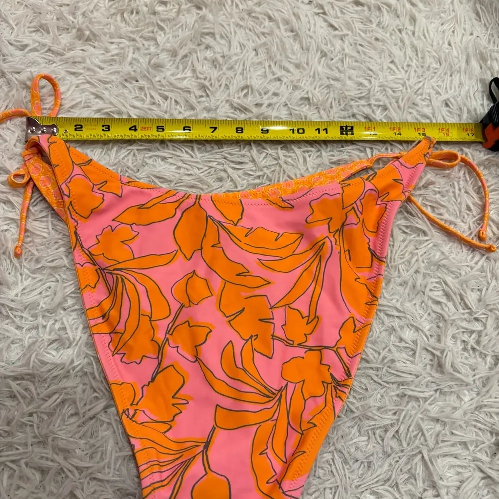 Wild fable‎ Reversible Side-tie High Leg Cheeky Bikini Bottom Orange Tropical Xl - Image 7