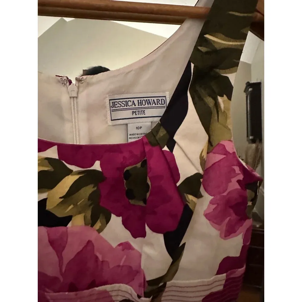 Jessica Howard Floral Dress White Pink Size‎ 10 Petite - Image 4