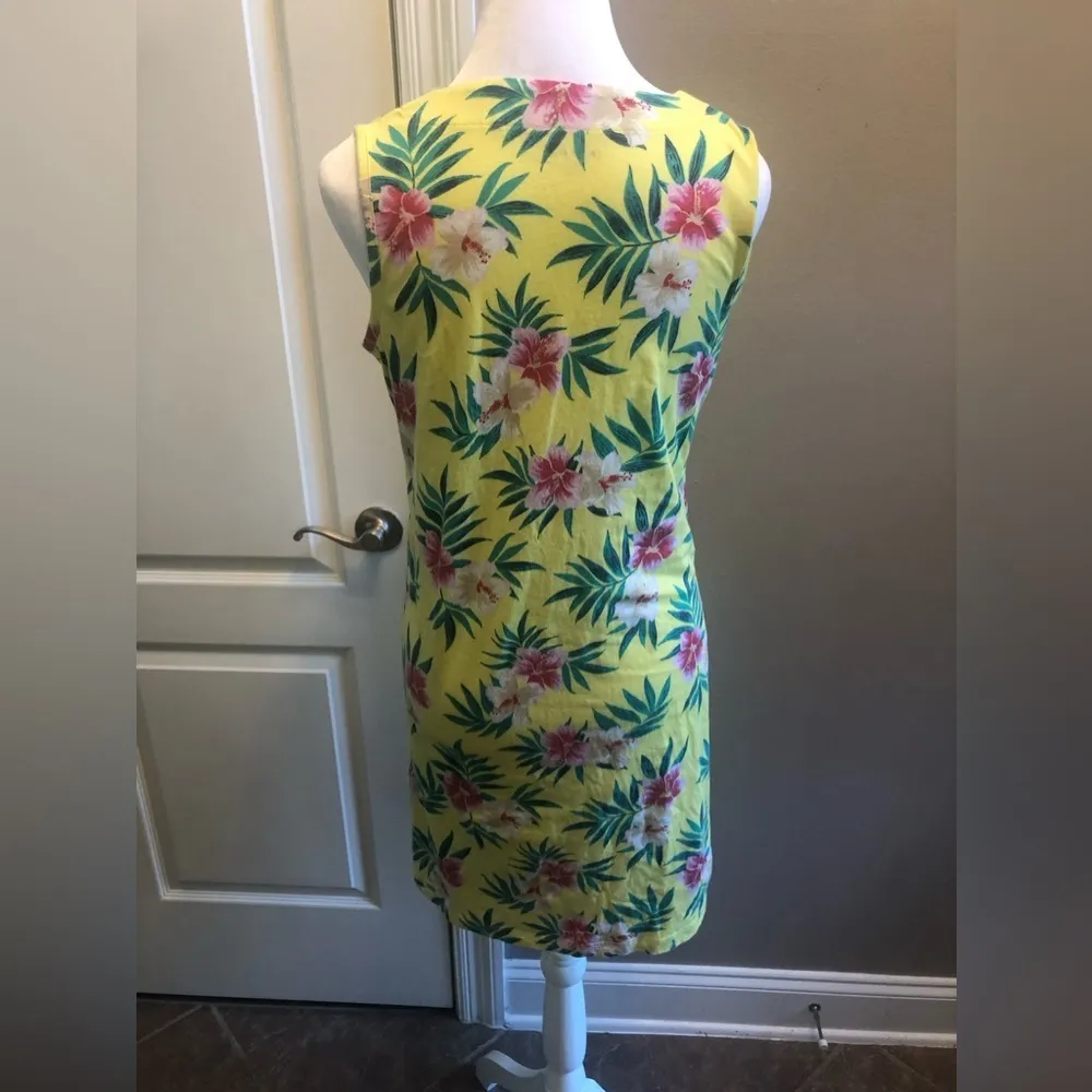 Hawaiian Floral Print Sleeveless Tee Shirt Dress Size XS (2-4) Lands’ End - Image 5