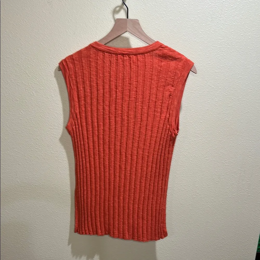NWT Free People Beach XS Vibrant Orange Ribbed Sweater Vest - Image 4