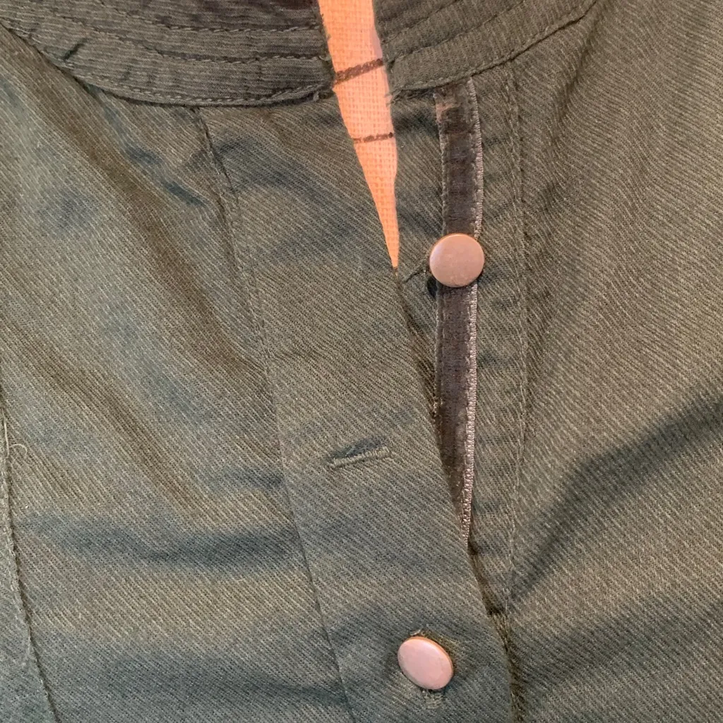 Zara Women’s Large (Fits a Small) Long Sleeve Dark Green Button-Up Cotton Dress - Image 2