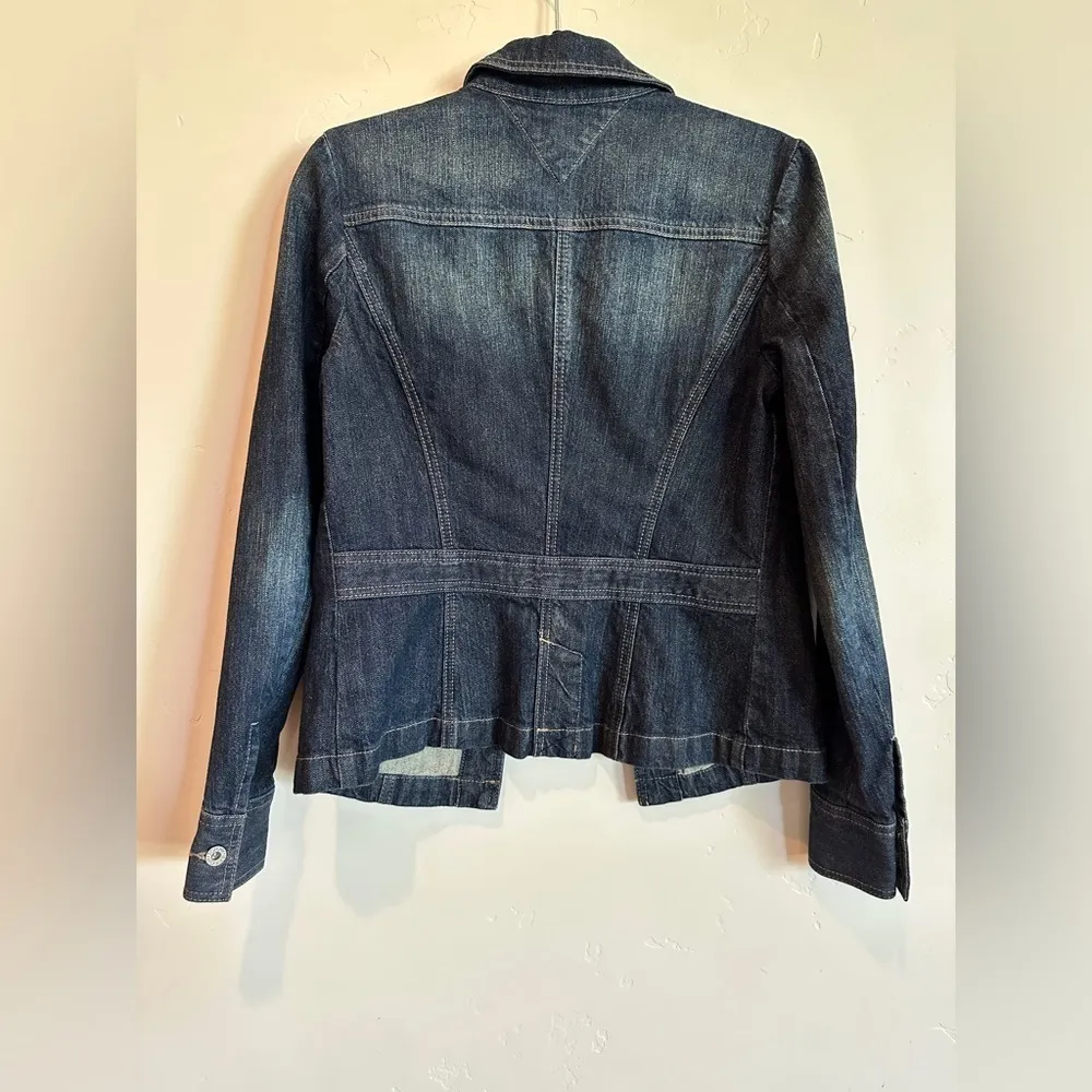 Tommy Hilfiger fitted dark denim jacket small - Image 3