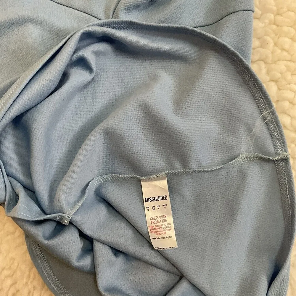 missguided Double Strap Wrap Dress Size 4 Powder Blue Bodycon  New - Image 3
