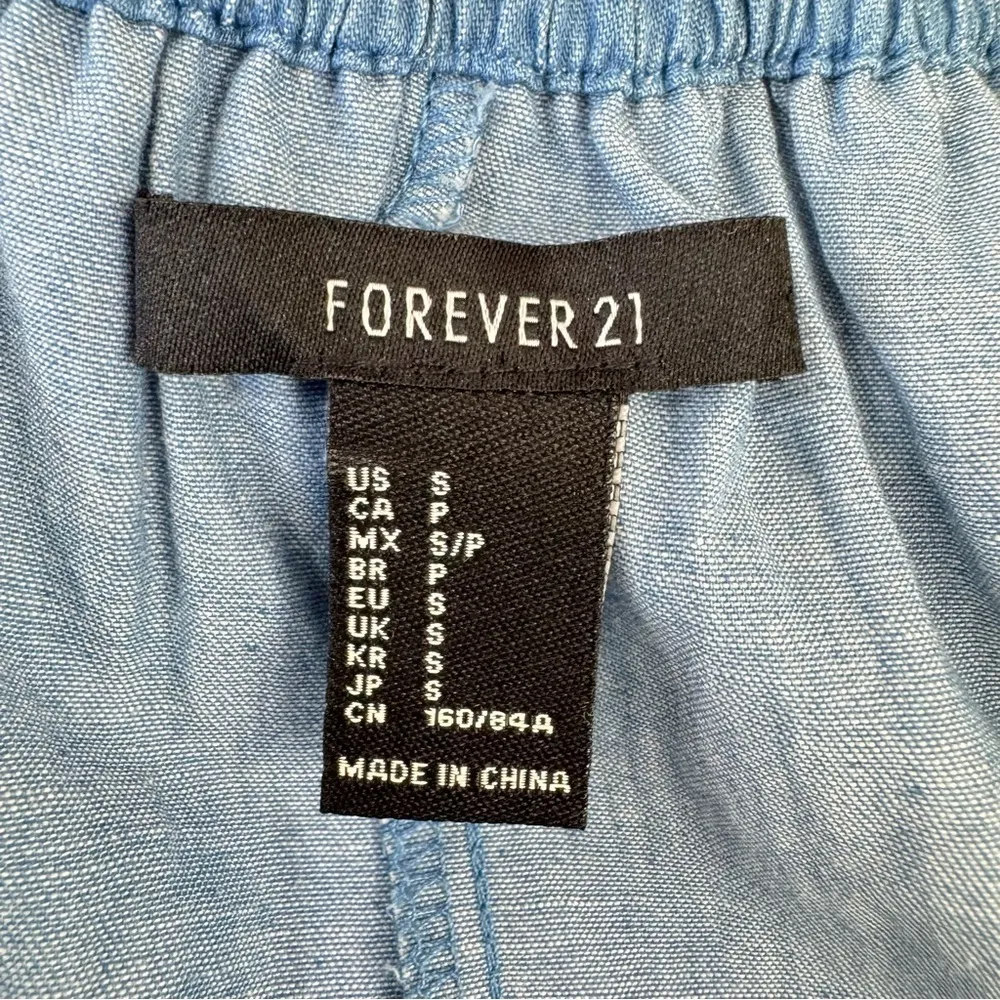 Blue Chambray Off Shoulder Ruffle Mini Dress Multicolored Tassels Forever 21 - Image 8