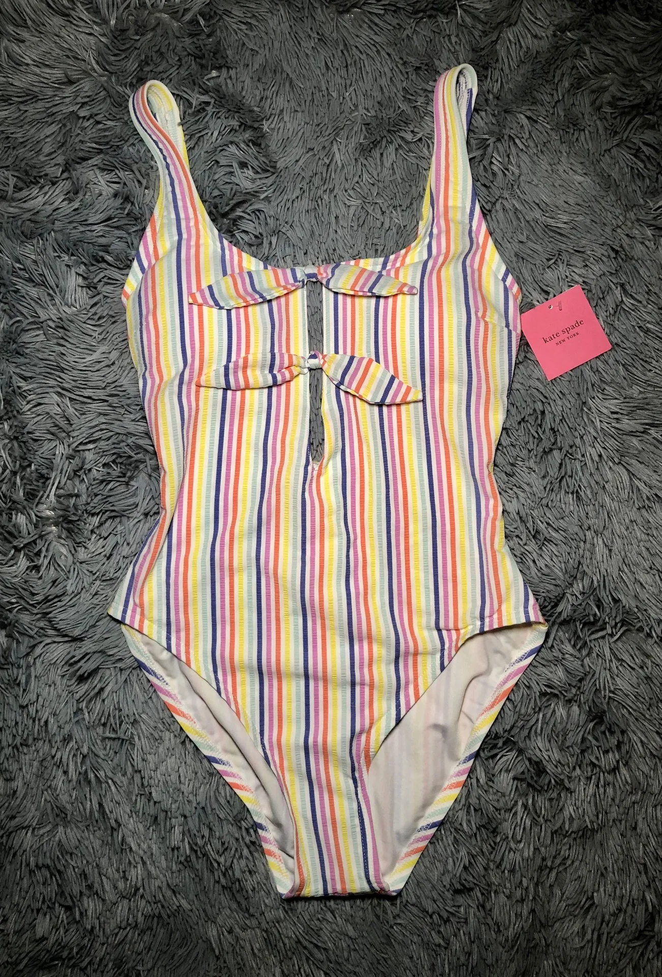 Bunny Tie Striped One-piece Swimsuit - Image 4