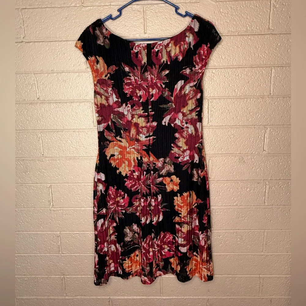 Connected Apparel Black and Red Floral Midi Dress - Image 2