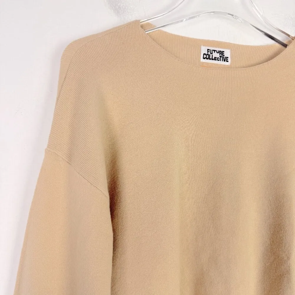 NWT  with Jenny K. Lopez Cropped Crewneck Sweater Beige Size XS - Image 3