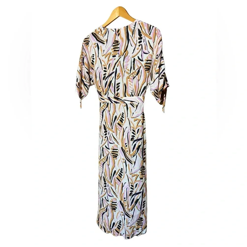 NWT BA&SH Tabb printed Crepe‎ Midi Wrap Robe Tabby Dress Size XS - Image 7