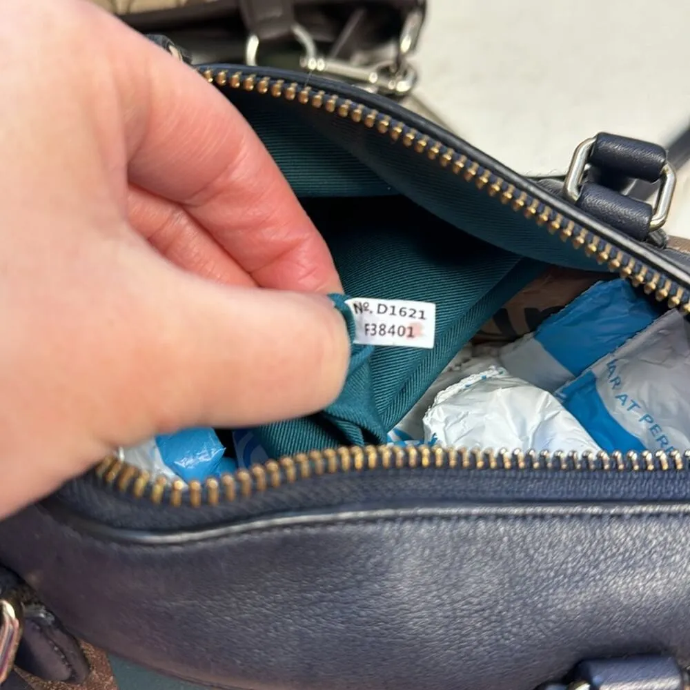 Coach Blue Varsity Stripe Mini Bennet Satchel Bag Purse Crossbody - Image 14