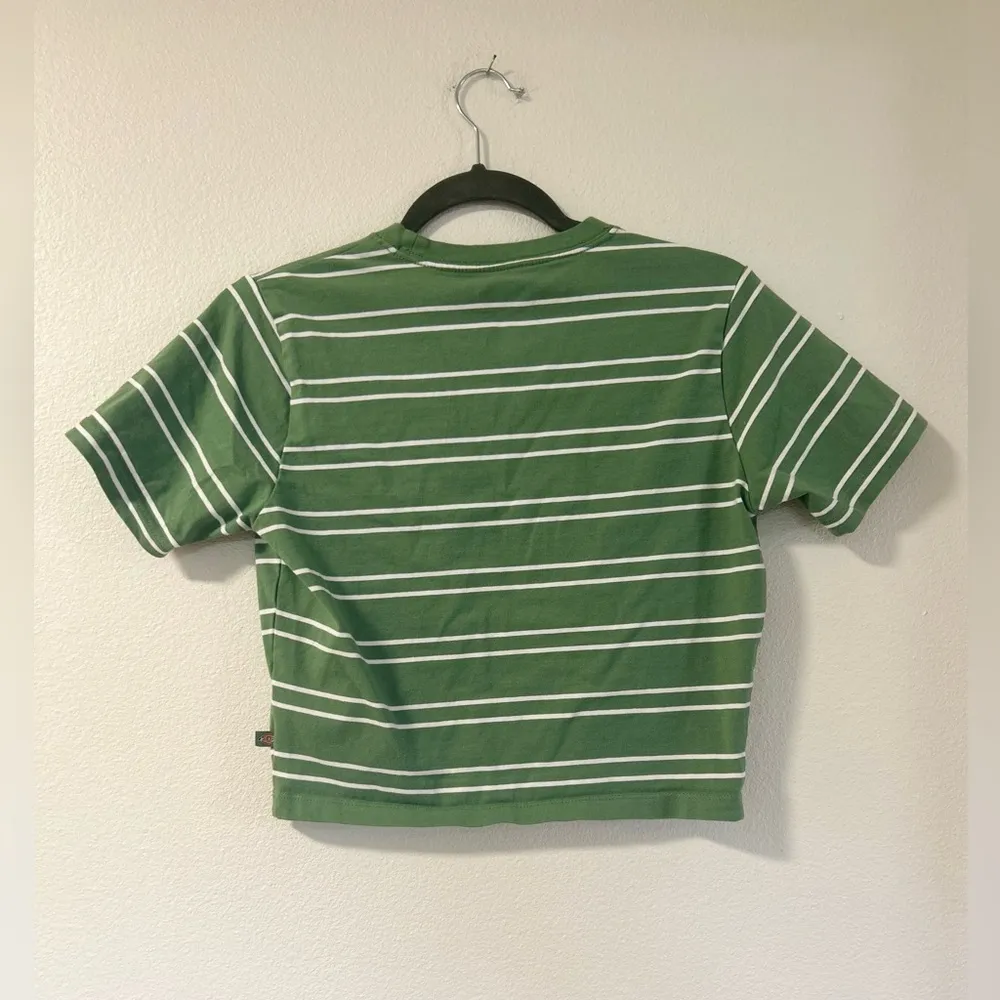 Dickies Green Stripes Baby Tee Cropped Size Medium - Image 4