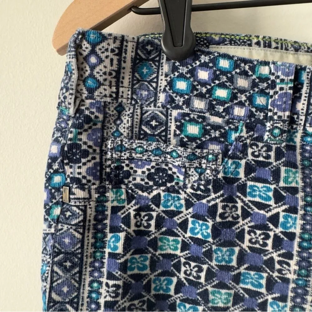 Pilcro and the Letterpress Anthropologie Blue Patterned Patchwork Corduroy Pants - Image 4