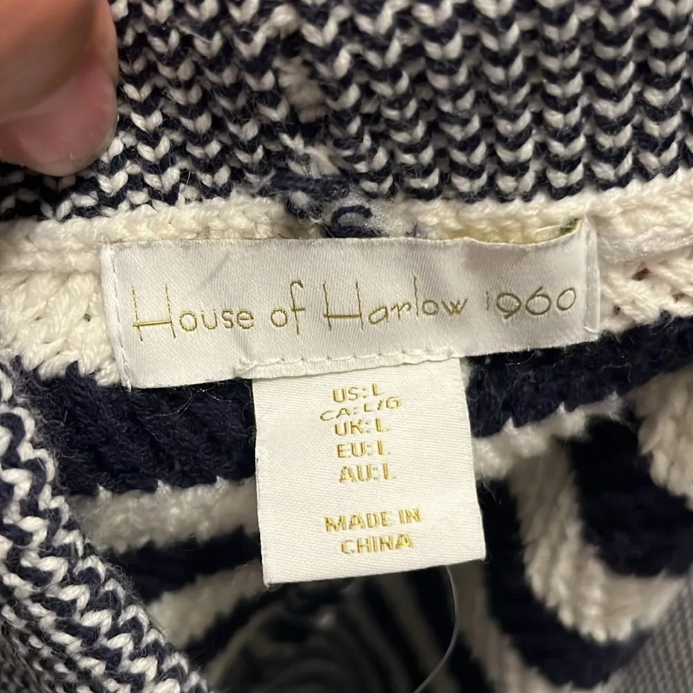 House of Harlow 1960 Navy and Cream 2 Piece Matching Nautical Set Large - Image 3