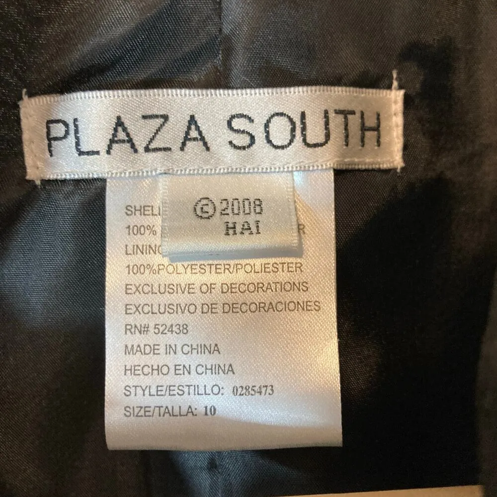 Vintage Plaza South Black Ruffle Embroidered Two Piece Blazer Skirt Set Suit Size 10 - Image 5