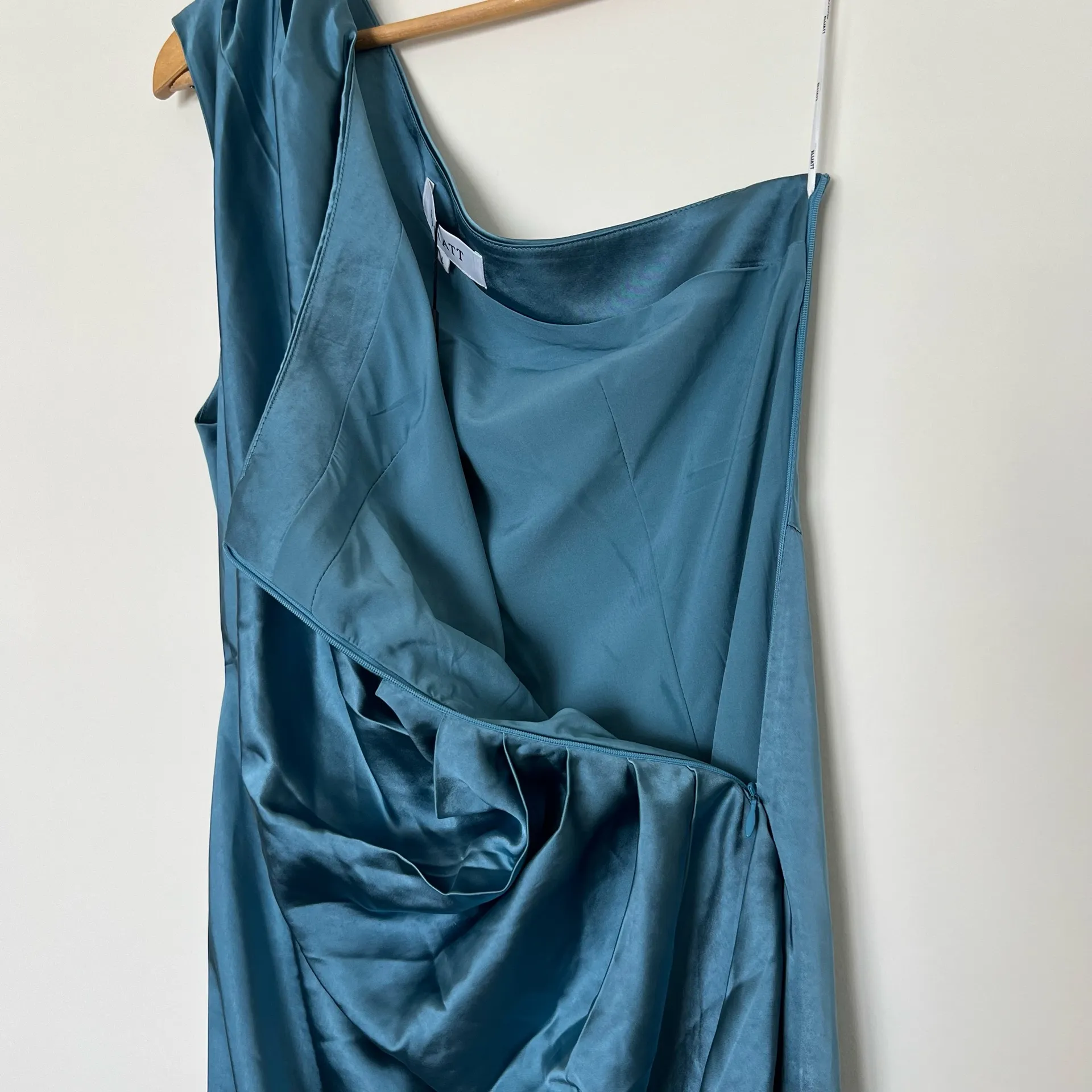 Elliatt Cassini One Shoulder Satin Midi Dress Cadet Blue - Image 6