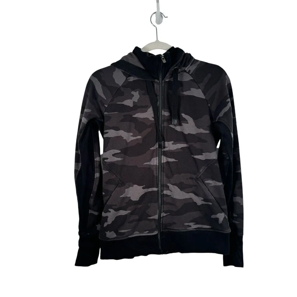 Athleta Triumph Grey Camo Full Zip Hoodie Casual Avtivewear Womens Size Small - Image 2