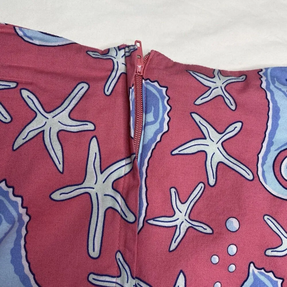 Vineyard Vines Cotton Blend Pink Blue White Seahorse Starfish Skirt Size 6 - Image 3