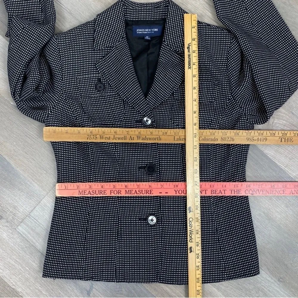 Jones New York Swiss Dot Knit Blazer Jacket Black White‎ 4P - Image 13